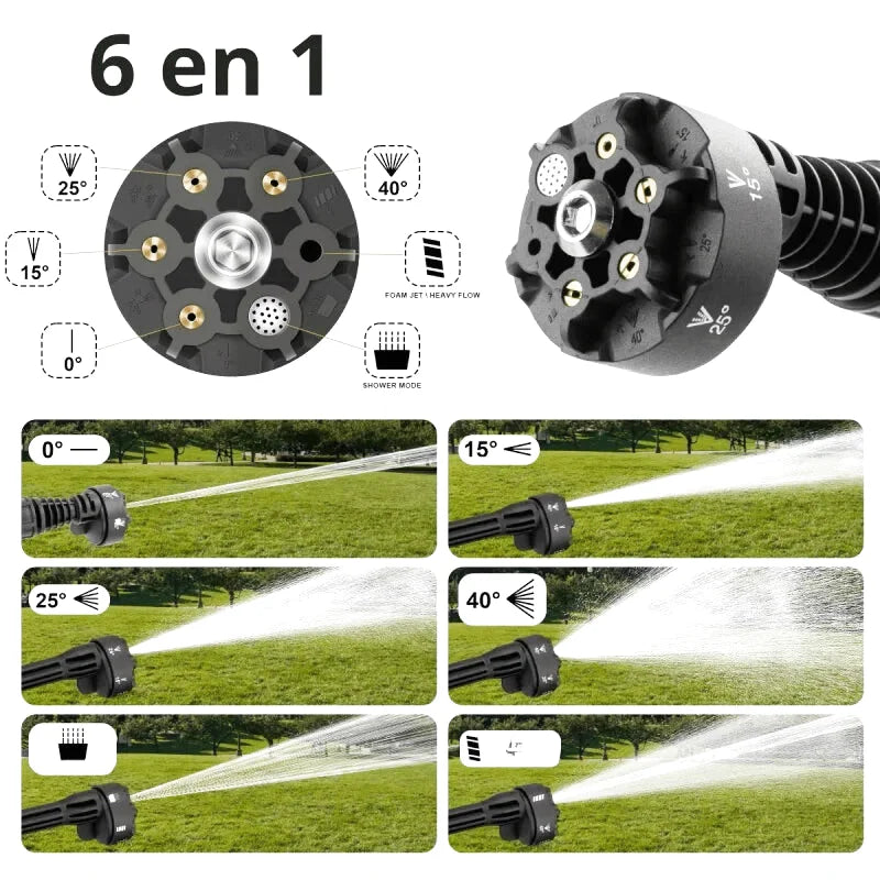 Pistolet Haute Pression Sans Fil 20V – 4 Vitesses, Buse 6-en-1 (7 L/min)