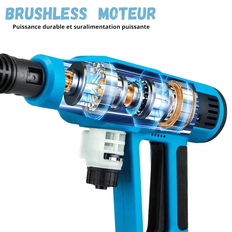 Pistolet Haute Pression Sans Fil 20V – 4 Vitesses, Buse 6-en-1 (7 L/min)