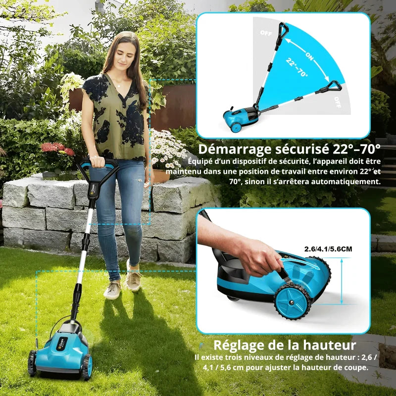 Tondeuse A Gazon A Batterie 20V – Débroussailleuse Multifonction Haute Performance
