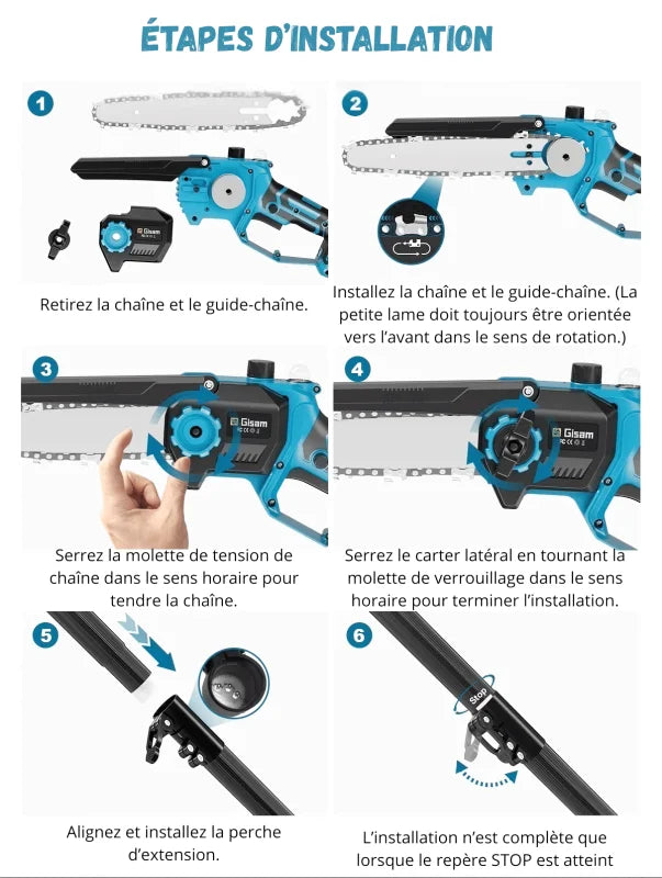 Tronçonneuse A Batterie 20V – Scie À Chaîne Puissante Pour Bois Et Troncs - photo 7