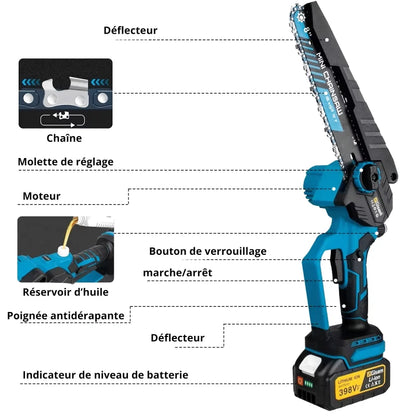 Tronçonneuse Électrique Sans Fil 20V – Mini Scie Portative Pour Bois Et Jardin